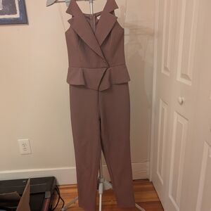 Main Strip Mauve Sleeveless Peplum Jumpsuit